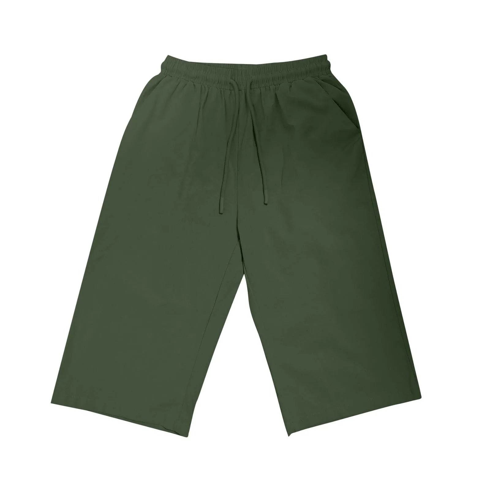 Casual Cotton Linen Pants For Female Streetwear Solid Color Wide Leg Capri Versatile Palazzo Pants Baggy Cargo Pants With Pocket