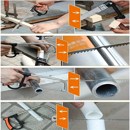 7pcs Hacksaw Set,Woodworking Hand Saw,with 6 Steel Saw Blades,Adjustable Frame,DIY Hand Tools,for Metal Wood PVC Plastic&amp;Rubber