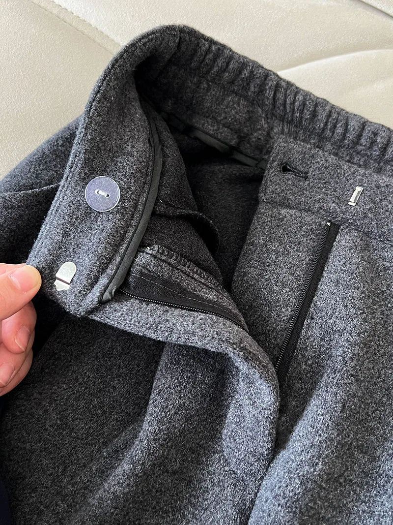 2025 Women Winter Autumn Thick Pants High Waist Wide Leg Warm Woolen Pants Fashion Clothes Vintage Pants Female Trousers