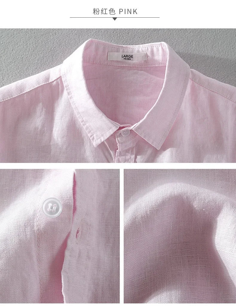 Pure Linen Short-sleeved Shirt Men&