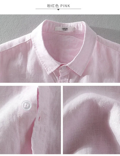 Pure Linen Short-sleeved Shirt Men&