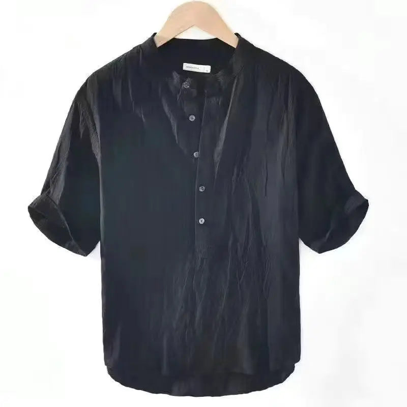 New Cotton Linen Shirts for Men Casual Shirts Lightweight  Short  Sleeve Henley Beach Shirts Hawaiian T Shirts for Men