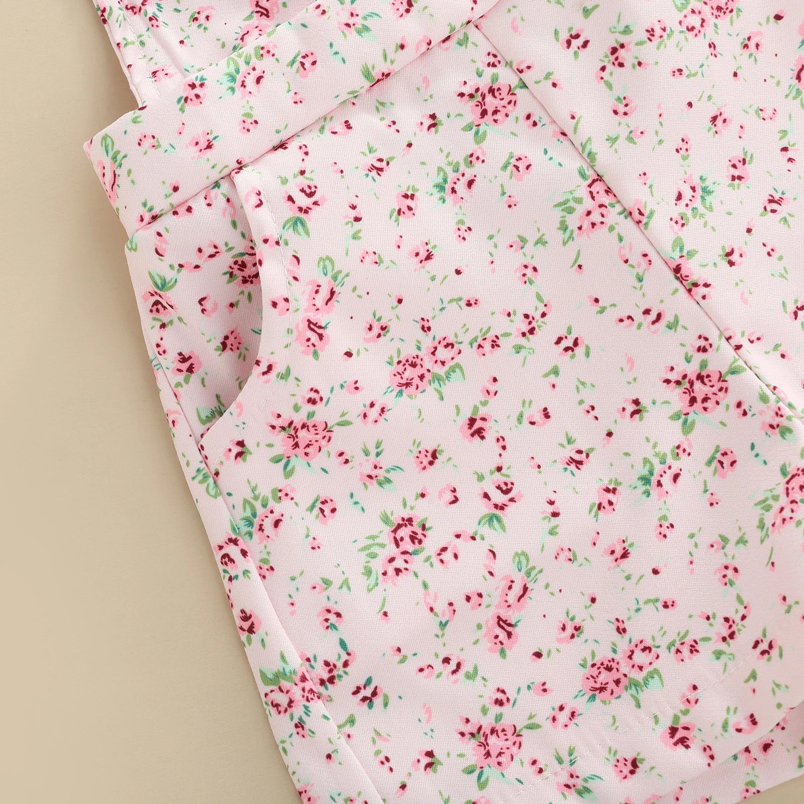 Kids Clothes Girls Summer Outfits Children Clothing Short Sleeve Round Neck Tops + Flowers Printed Suspender Short Pants Set