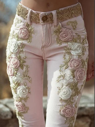 Fashion Floral Print Pants For Women Boho Holiday High Waist Long Pants Lady Casual Streetwear Clubwear Women&