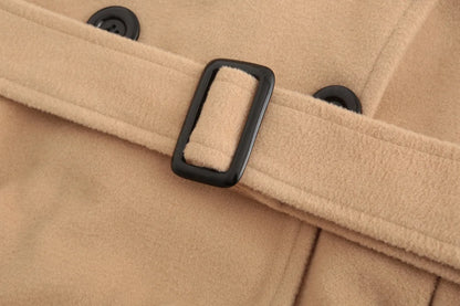 Women Fashion Autumn Winter New Wool Blend Warmth Loose Long Coat Jacket Double Breasted Elegant Slim Lady Windbreaker