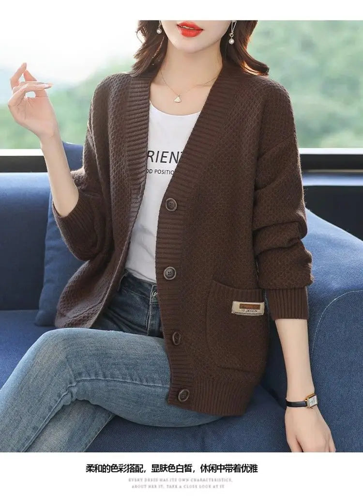 Fashion Fall Winter Clothes Woman Knitwear Top Buttons Long Sleeve Jacket For Women Sweater Tops Casual Ladies Cardigan Coat