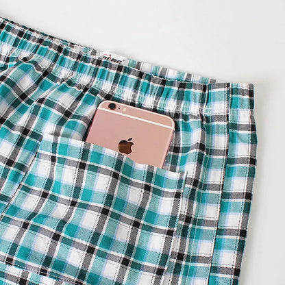 Sexy Pajamas For Men Sleepwear Men British Style Plaid Loose Lounge Pyjama Male Cotton Sleep Bottoms Homme Side Split Nightdress