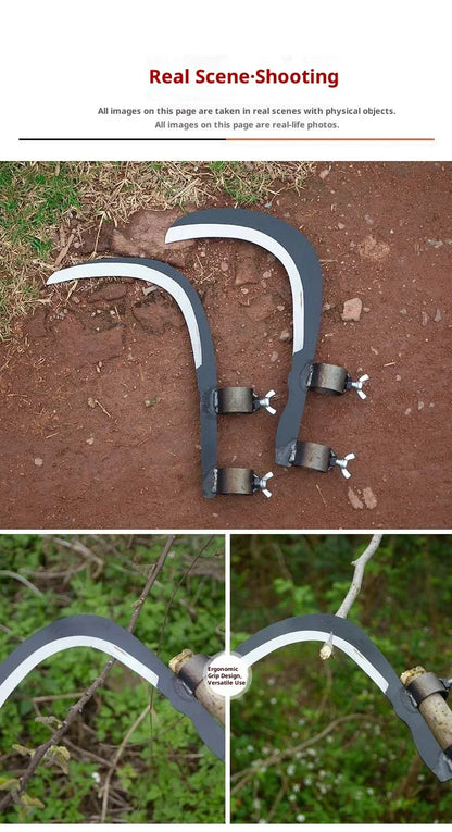Hand forged tree branch cutting tools, gardening pruning tools, multi-purpose gardening tools