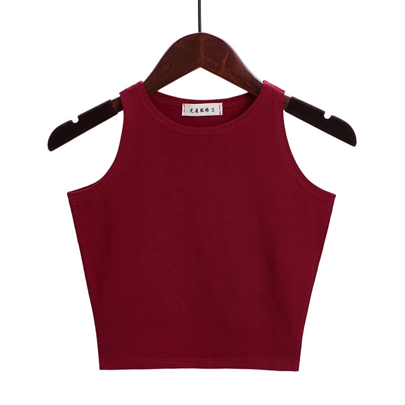 Fashion 2022 New Women Sexy Cotton Crop Top Crop Bustier Multicolor Sleeveless Cropped Blusas Vest Tank Top Camisole 14 Colors