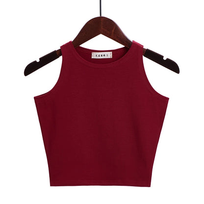 Fashion 2022 New Women Sexy Cotton Crop Top Crop Bustier Multicolor Sleeveless Cropped Blusas Vest Tank Top Camisole 14 Colors
