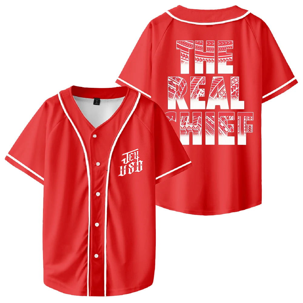 Jey Uso The Real Chief Baseball Jersey V-Neck Short Sleeve Streetwear Tee Men Women University Uniform Tops