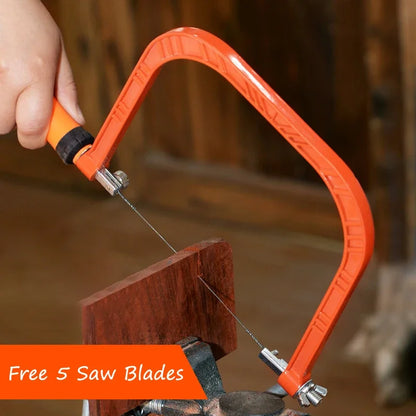 Adjustable Woodworking Saw Coping Saw With 5 Sawblade For Wood Bow DIY Tools Woodwork Wire Frame Saw Blade Cutting Hand Tool