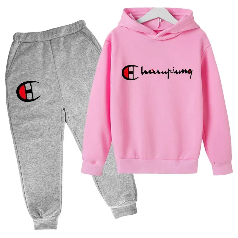Hooded Hoodies Sweatshirts Sets Teenagers Fashion Groups of Pants Child SuitAutumn/winter Kids Clothing for Girl Boy Children&