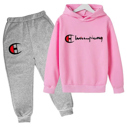 Hooded Hoodies Sweatshirts Sets Teenagers Fashion Groups of Pants Child SuitAutumn/winter Kids Clothing for Girl Boy Children&