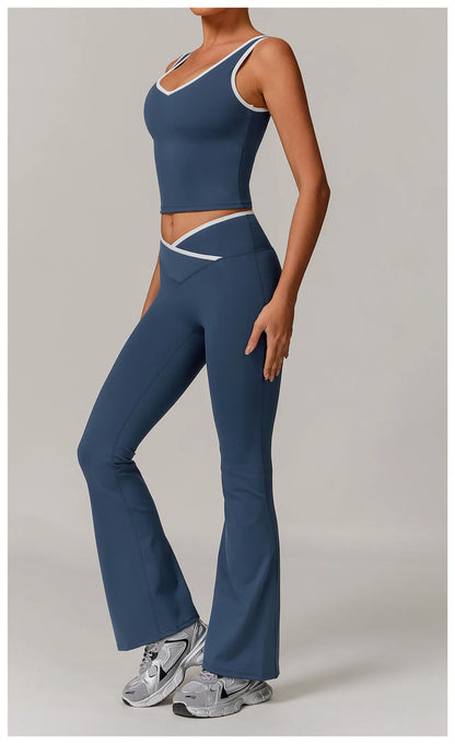 Women Gym Clothes Yoga Suits High Waist Two Piece Set Gym Leggings Yoga Sportswear Fitness Vest Crop Top Tracksuits Sports Bra