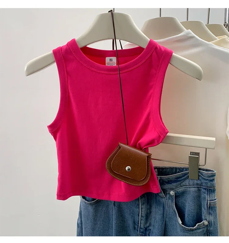 2026 Tank Top For Women Ribbed Down Sleeveless Blouse Solid Color Casual Women&
