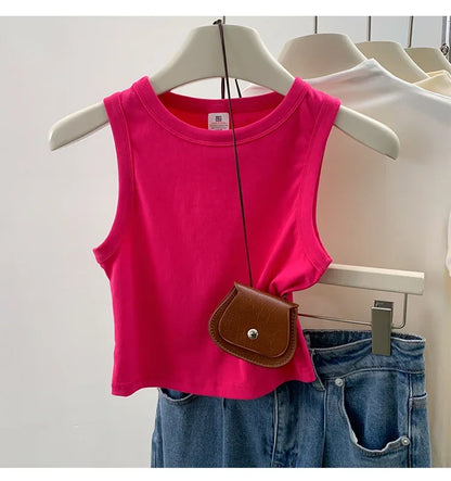 2026 Tank Top For Women Ribbed Down Sleeveless Blouse Solid Color Casual Women&