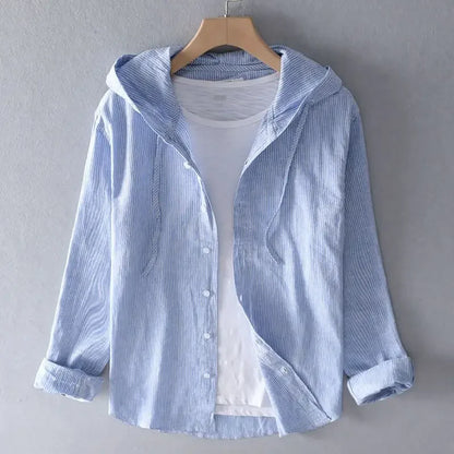 Long-sleeved Spring Summer New Solid Inen Shirt Trendy Men&