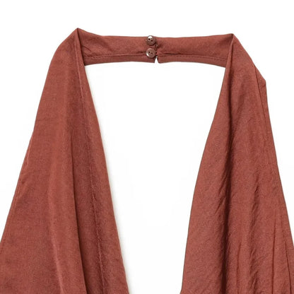 BSAY sexy Dress for Women Fashion Summer New Sleeveless Backless brown Hanging neck collar Chic Female Evening Dresses Mujer