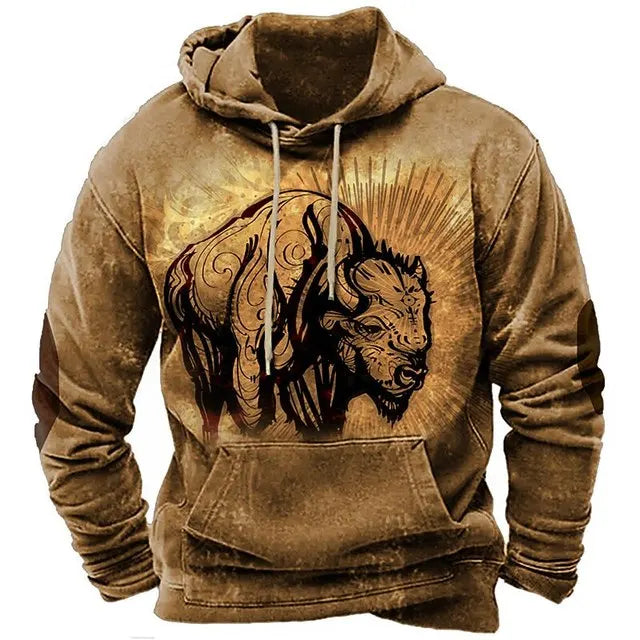 Hoodies For Men Y2k Golf Camping Casual cowboy Long Sleeve Autumn Fashion Sweatshirts 3d Printed Hooded Holiday Loose Oversized
