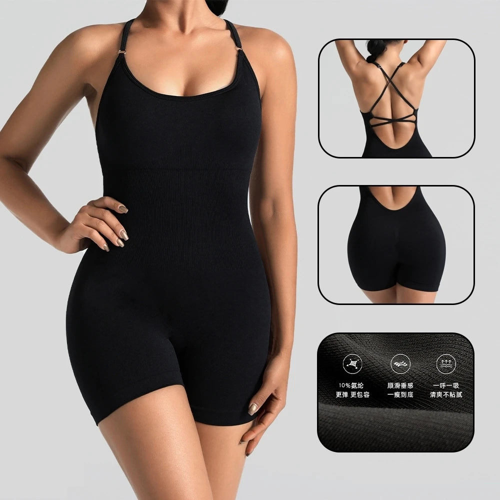 Yoga Sets Gym Jumpsuits Women Sports Overalls Active Wear Fitness Clothing Workout Clothes for Women Short Outfits