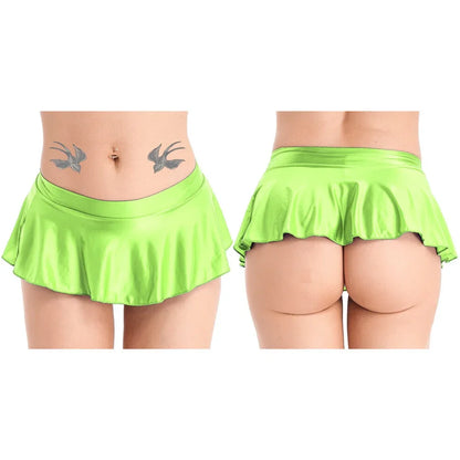 Sexy Womens Glossy Short Skirt Shiny Skater Dance Party Skirt  A-line Skirt 2023 Fashion Summer Women&