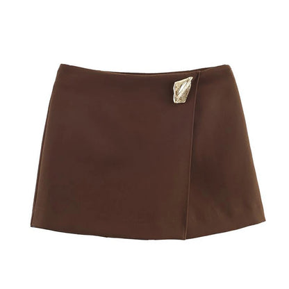 Asymmetrical Short Skirts for Women Spring Autumn Fashion Mini Solid Color Skirt Shorts American Daily Commute All-Match Skirts