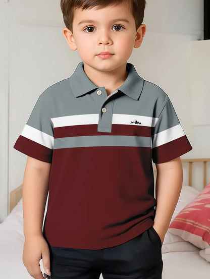 Polo Shirts for Kids Gradient Striped 3D Print Fashion Child Polo Shirt Boy Clothes Lapel Tops Street Casual Children&