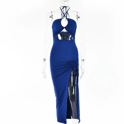 Sleeveless Sexy Female Midi Backless Dresses Slim Night Club Party Women&