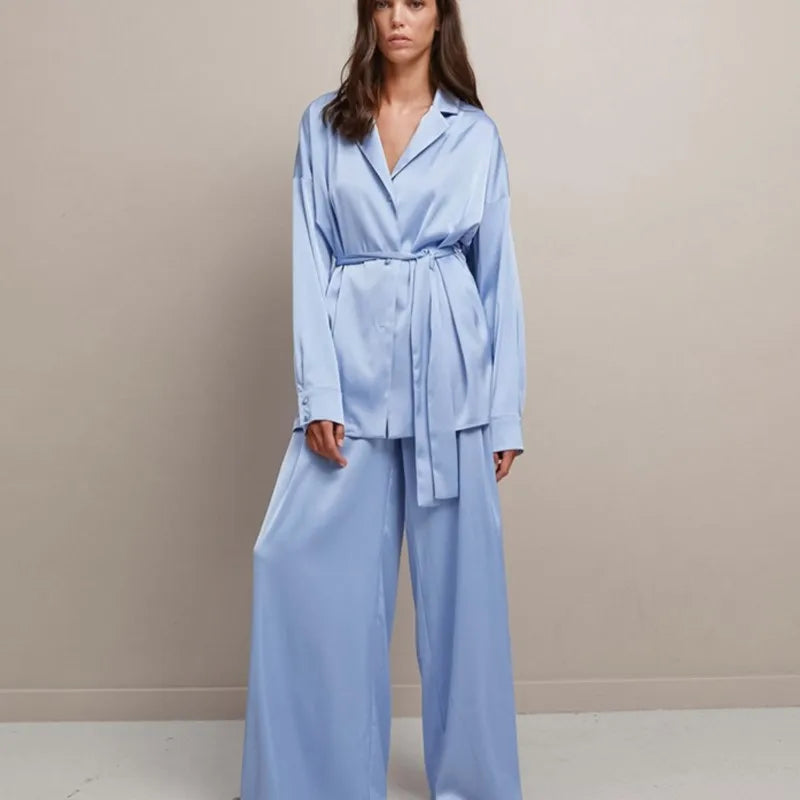 Silk-like Sleepwear Set Women&
