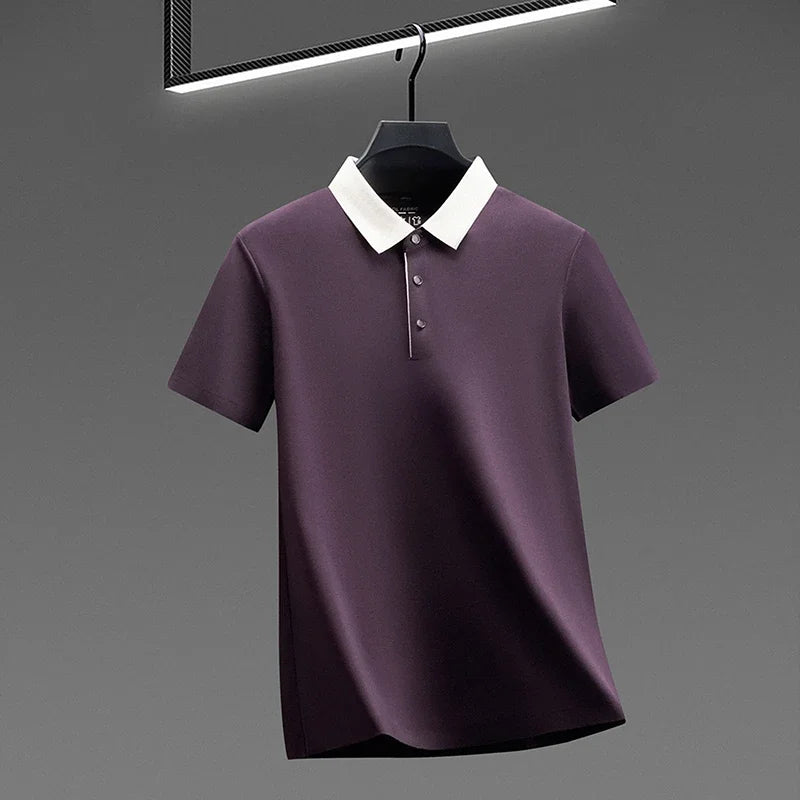 Polo Shirt for Men Short Sleeve Contrast Collar Design Soft Comfortable Fabric for Office and Casual