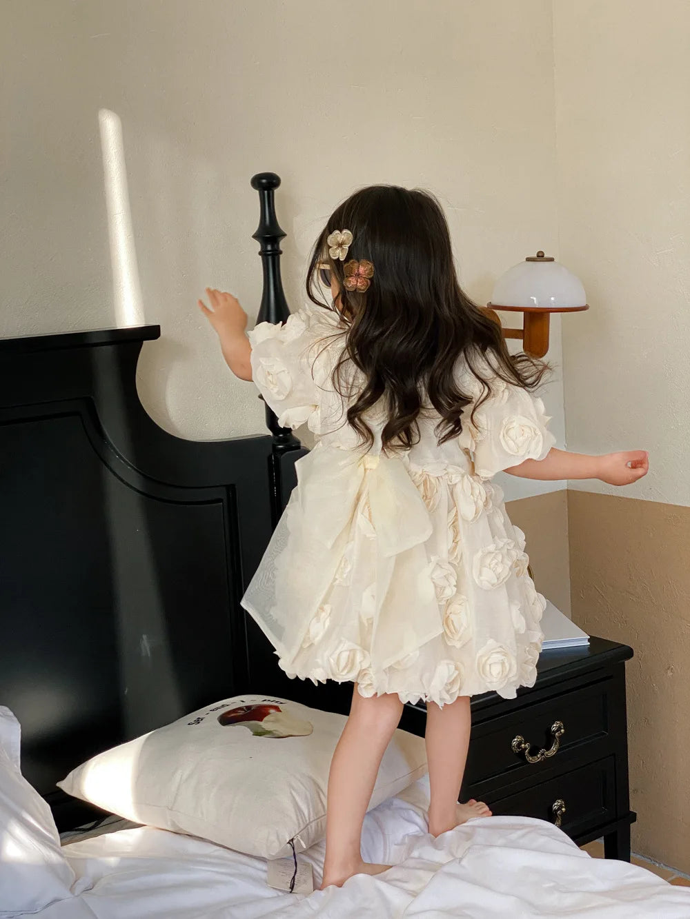 Children Clothing Korean Kids Clothes 2023 Spring and Summer Girls Flower Princess Dress Short Sleeve Sweet Cute Elegant Dress