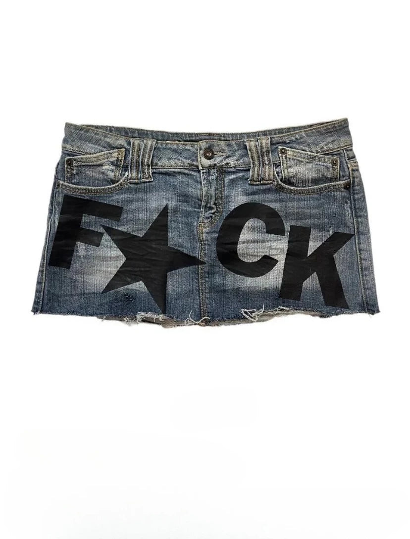 Summer short skirt printed denim goth street hip hop hoparajuku retro high waist y2k mini sexy loose casual skirt for women