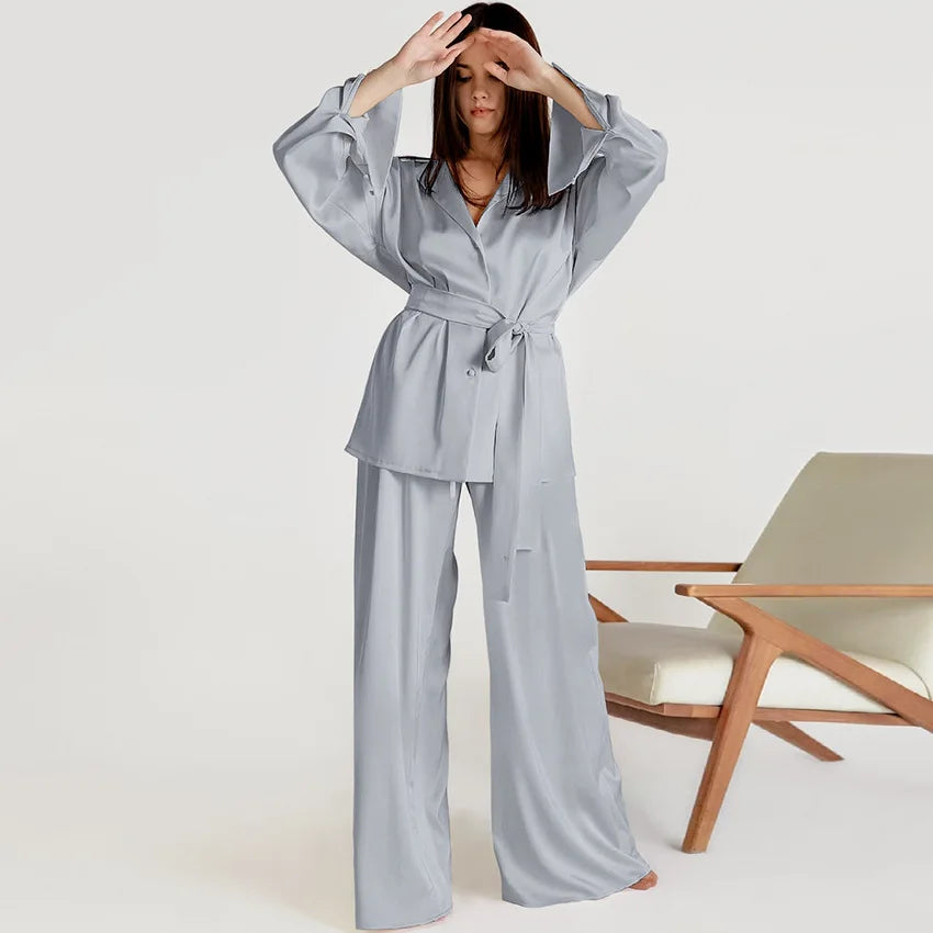 Silk-like Sleepwear Set Women&