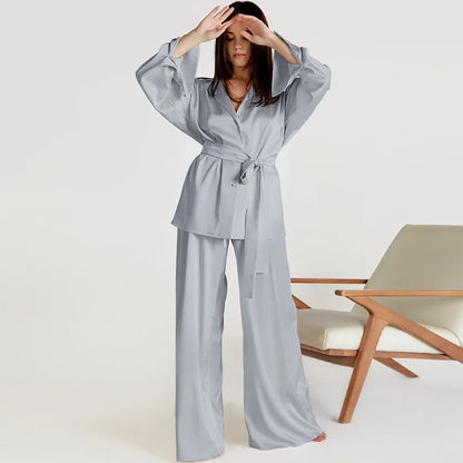 Silk-like Sleepwear Set Women&