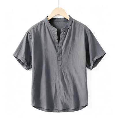 New Cotton Linen Shirts for Men Casual Shirts Lightweight  Short  Sleeve Henley Beach Shirts Hawaiian T Shirts for Men