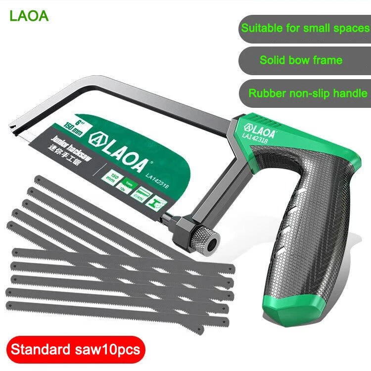 LAOA  Hacksaw 6/12 inch Frame Small Hacksaw Household Small Handheld Woodworking Hand Saw Cutting