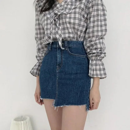 Jeans Skirts For Women Short Irregular High Waist Woman Denim Skirt Sexy Korean Style Cheap Streetwear Clothing Sales Fashion