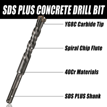 Extended Cross Electric Hammer Drill 110-500mm SDS Plus Through Wall Reinforced Concrete Hard Alloy Four Blade Impact Drill Bit