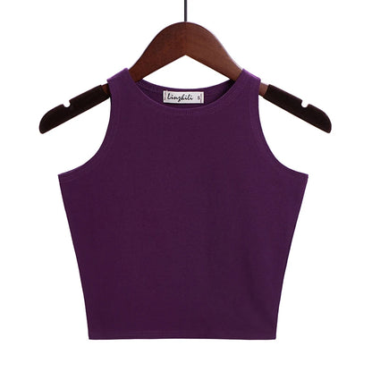 Fashion 2022 New Women Sexy Cotton Crop Top Crop Bustier Multicolor Sleeveless Cropped Blusas Vest Tank Top Camisole 14 Colors