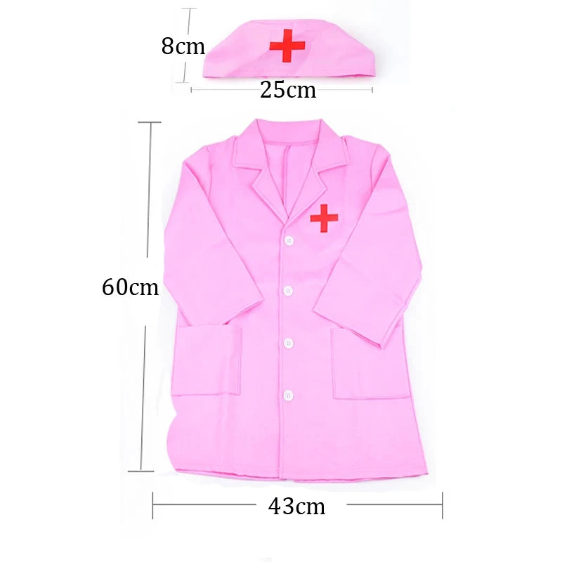 Kids Nurse Clothing Pink Children Cosplay Costumes Accessory Halloween Play the Role Props Uniform for Boys Girls Kid Gifts TMZ