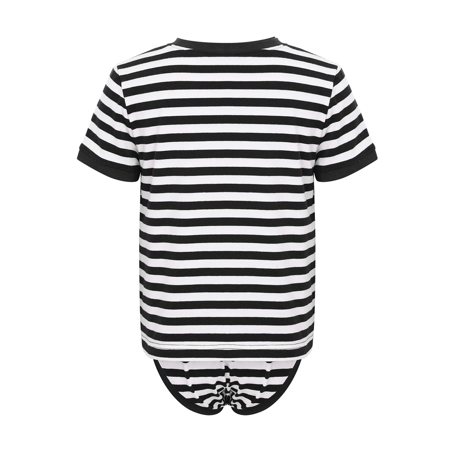 Kids Boys Girls Special Needs Adaptive Clothing Round Neck Short Sleeve Press Buttons Open Crotch Striped Leotard Bodysuit