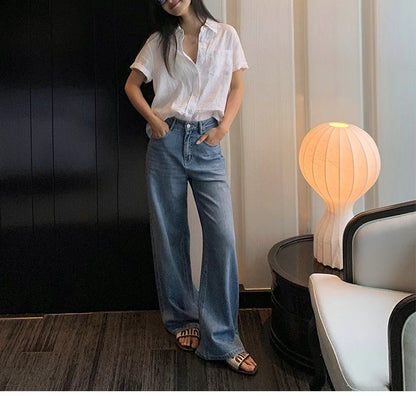 Linen Short-sleeved Shirt Women&