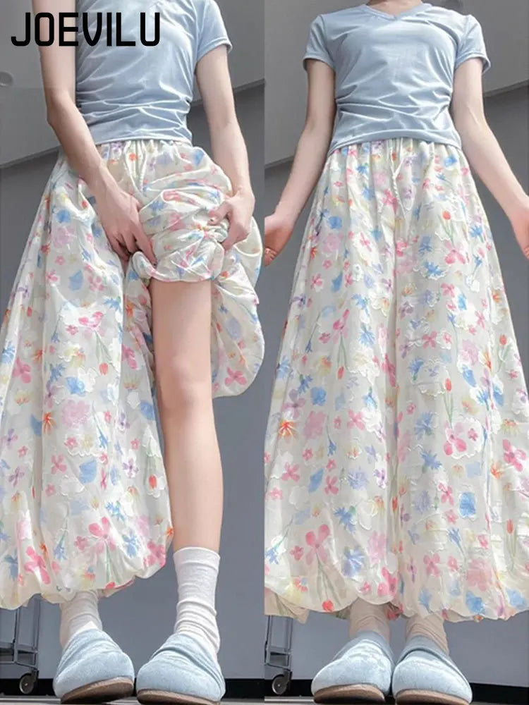 Summer French Style Floral Palazzo Pants Women High Waist Loose Boho Print Wide Leg Trousers with Drapery Comfortable &amp; Elegant