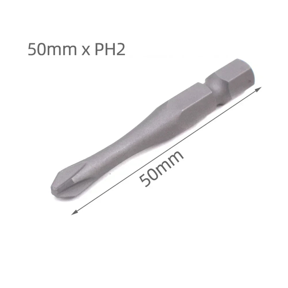 1pc 50mm Length 1/4Inch Hex Slotted Cross Screwdriver Bits PH1 PH2 PH3 SL3 SL4 SL5 SL6 Alloy Steel Electric Screw Drivers Tools