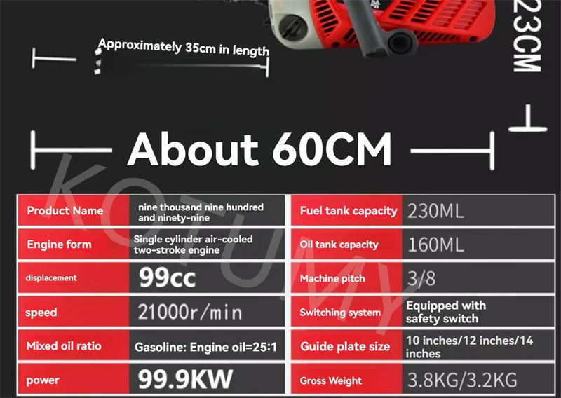 GasolineSaws Household Single Handheld Lightweight Imported Logging Saws 12 Inch Tree Cutting Machines Electric Saws
