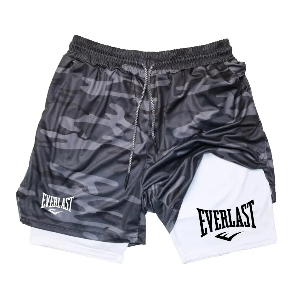 Men Running Shorts 2 in 1 Double-deck Sport Shorts Sportswear Gym Fitness Short Pants Training Jogging Bottom Men&