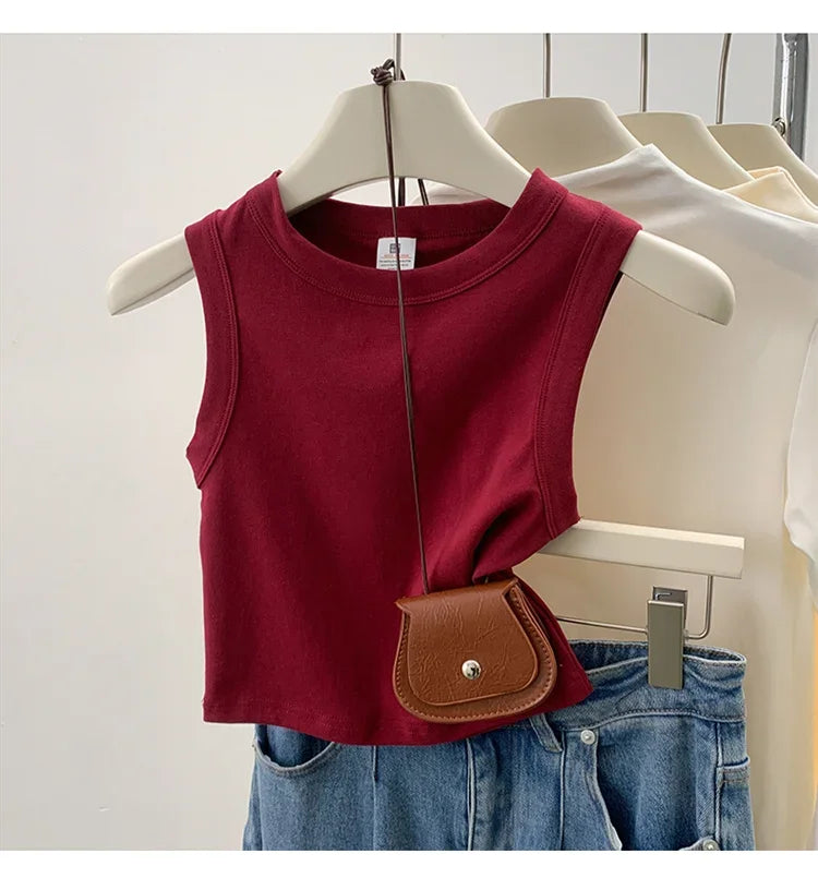 2026 Tank Top For Women Ribbed Down Sleeveless Blouse Solid Color Casual Women&