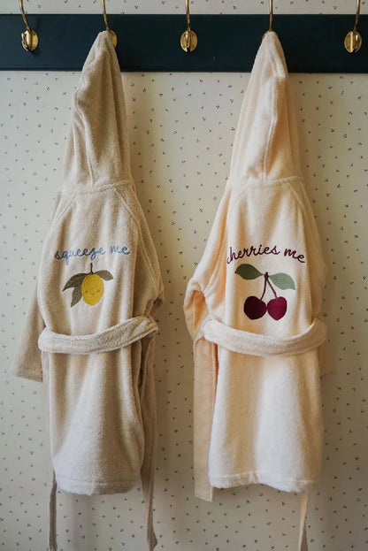 2024 KS Kids Cute Lemon Bathrobe Boys Girl Pajamas Toddler Clothing Children Soft Bath Robe Nightgown Teenager Towels 1-12 Years