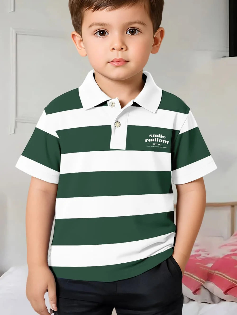 Polo Shirts for Kids Gradient Striped 3D Print Fashion Child Polo Shirt Boy Clothes Lapel Tops Street Casual Children&